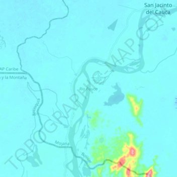 Topografische Karte Rio Cauca, Höhe, Relief