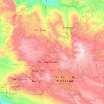 Topografische Karte Chamula, Höhe, Relief