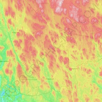 Topografische Karte Filipstads kommun, Höhe, Relief