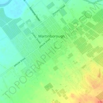 Topografische Karte Martinborough, Höhe, Relief