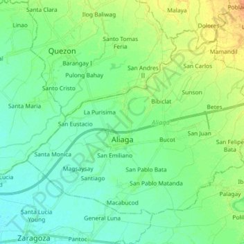 Topografische Karte Aliaga, Höhe, Relief