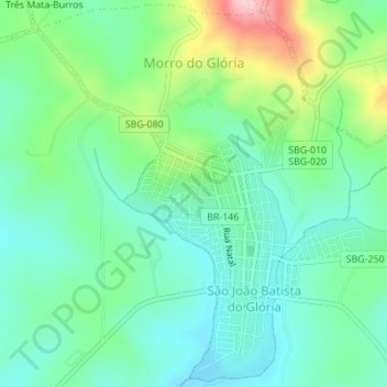 Topografische Karte Microrregião Morro do Glória, Höhe, Relief