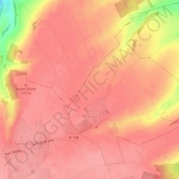 Topografische Karte Brassy, Höhe, Relief