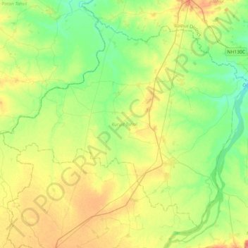 Topografische Karte Kurud Tahsil, Höhe, Relief