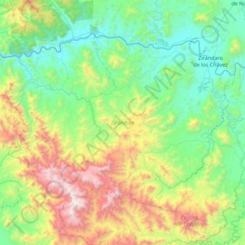 Topografische Karte Zirándaro, Höhe, Relief