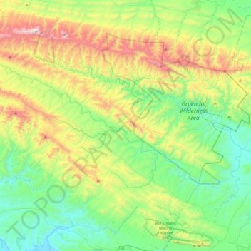 Topografische Karte Elands River, Höhe, Relief