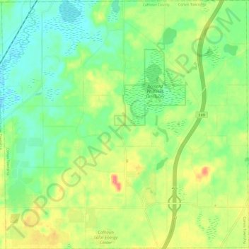Topografische Karte Convis Township, Höhe, Relief