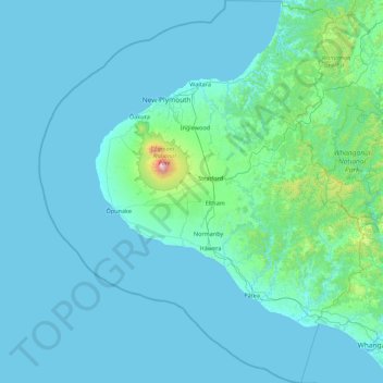 Topografische Karte Taranaki, Höhe, Relief