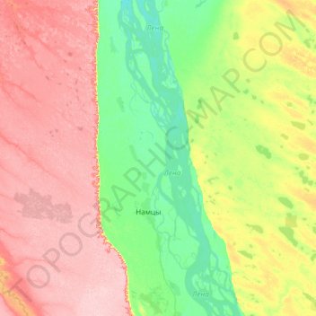 Topografische Karte Хамагаттинский наслег, Höhe, Relief