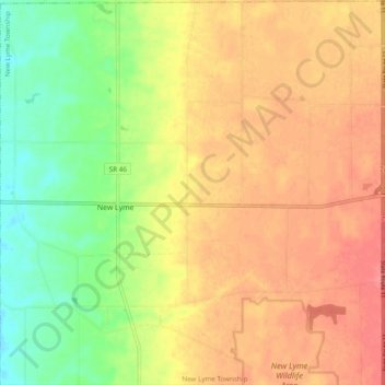 Topografische Karte New Lyme Township, Höhe, Relief