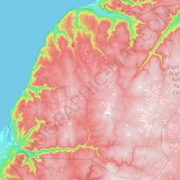 Topografische Karte Cape Breton Highlands National Park, Höhe, Relief