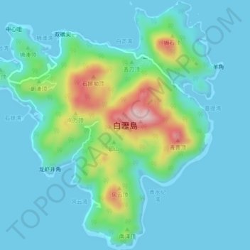 Topografische Karte 白瀝島, Höhe, Relief