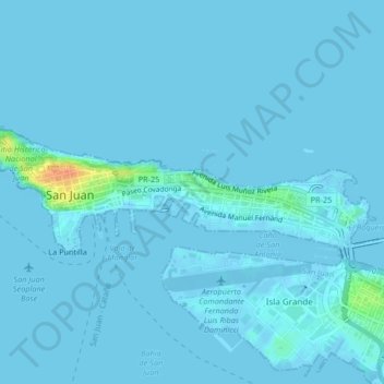 Topografische Karte Isleta de San Juan, Höhe, Relief