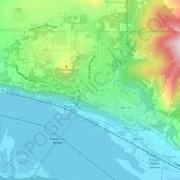 Topografische Karte White Salmon, Höhe, Relief