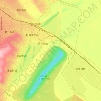 Topografische Karte 第二街道办, Höhe, Relief