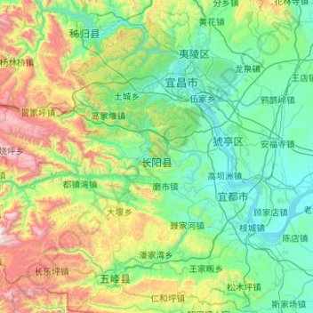 Topografische Karte Xian autonome tujia de Changyang, Höhe, Relief