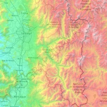 Topografische Karte Provincia de Cordillera, Höhe, Relief