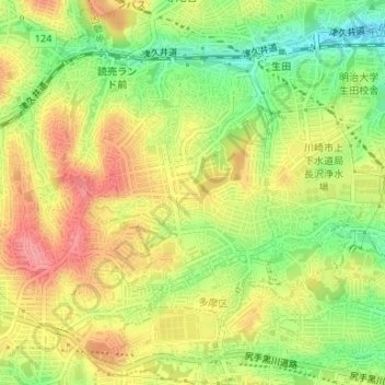Topografische Karte 南生田, Höhe, Relief