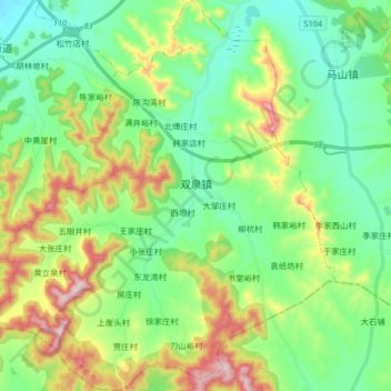 Topografische Karte 双泉镇, Höhe, Relief