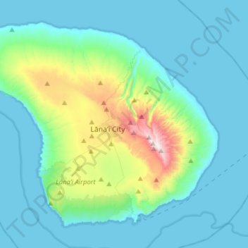 Topografische Karte Lānaʻi, Höhe, Relief