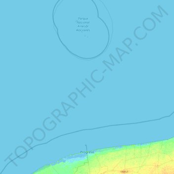 Topografische Karte Progreso, Höhe, Relief