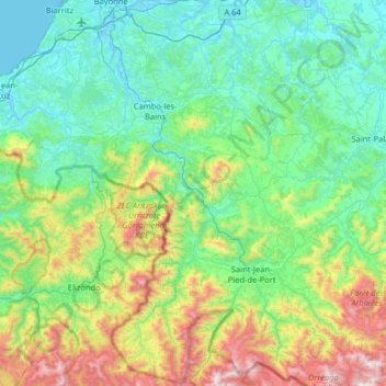Topografische Karte La Nive, Höhe, Relief