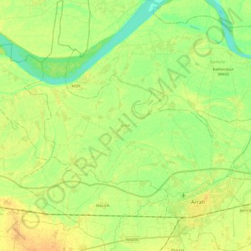 Topografische Karte Arrah, Höhe, Relief