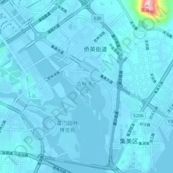 Topografische Karte 杏林湾水库, Höhe, Relief
