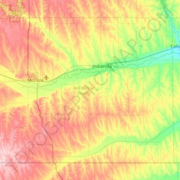 Topografische Karte Red Willow County, Höhe, Relief