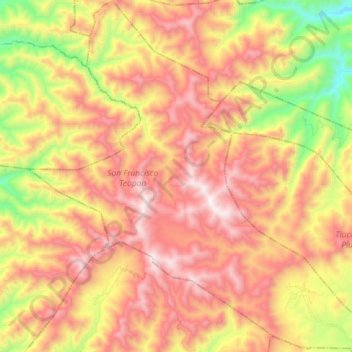 Topografische Karte San Francisco Teopan, Höhe, Relief