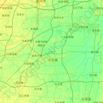Topografische Karte 文安县, Höhe, Relief