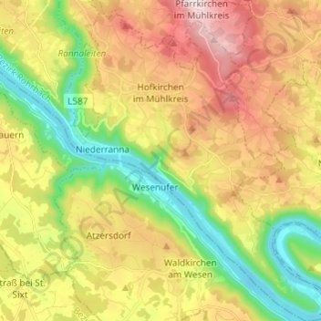 Topografische Karte Hofkirchen im Mühlkreis, Höhe, Relief