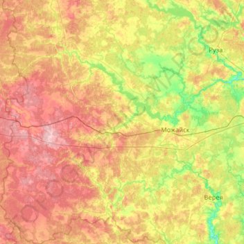 Topografische Karte Можайский городской округ, Höhe, Relief