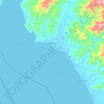 Topografische Karte Mamburao, Höhe, Relief