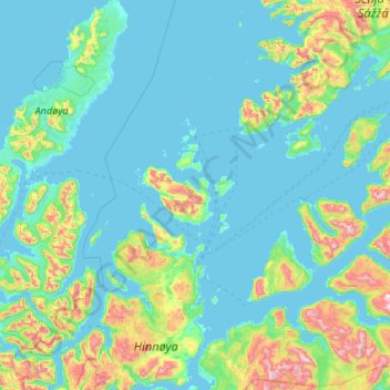 Topografische Karte Harstad, Höhe, Relief