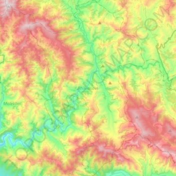 Topografische Karte Bhikiasain, Höhe, Relief