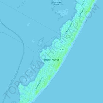 Topografische Karte Beach Haven, Höhe, Relief