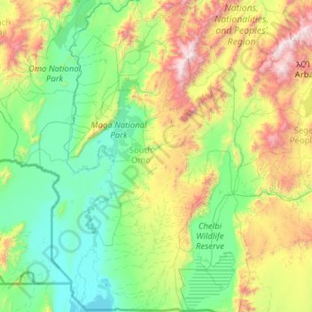Topografische Karte South Omo, Höhe, Relief