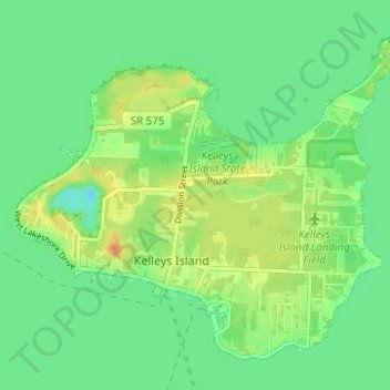 Topografische Karte Kelleys Island, Höhe, Relief