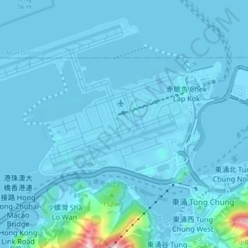 Topografische Karte 赤鱲角, Höhe, Relief