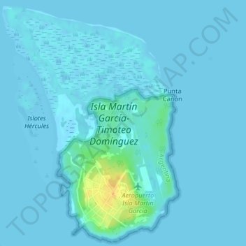 Topografische Karte Isla Martín García - Timoteo Dominguez, Höhe, Relief