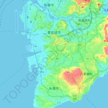 Topografische Karte Tomigusuku, Höhe, Relief