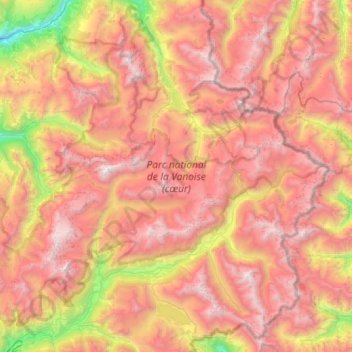 Topografische Karte Parc national de la Vanoise (cœur), Höhe, Relief