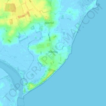 Topografische Karte Bawdsey, Höhe, Relief