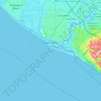 Topografische Karte Newport Beach, Höhe, Relief