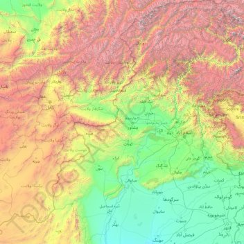 Topografische Karte Chaibar Pachtunchwa, Höhe, Relief