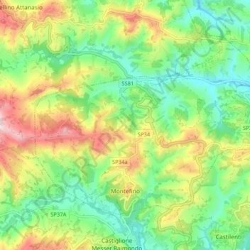 Topografische Karte Montefino, Höhe, Relief