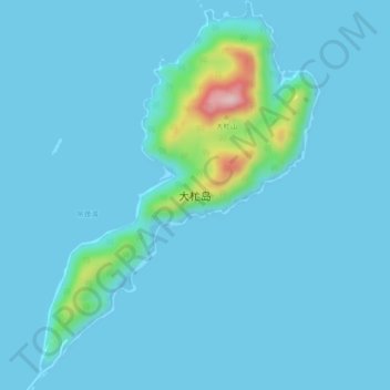 Topografische Karte 大杧島, Höhe, Relief
