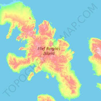 Topografische Karte Ellef Ringnes Island, Höhe, Relief
