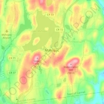 Topografische Karte Mahopac, Höhe, Relief